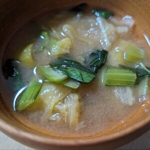 白菜と小松菜と長ねぎの味噌汁